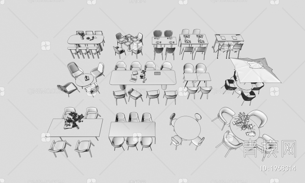 座椅 户外座椅 餐桌椅组合3D模型下载【ID:1968314】