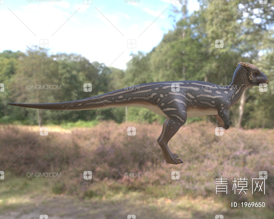 平头龙晚白垩世远古灭绝生物恐龙3D模型下载【ID:1969650】