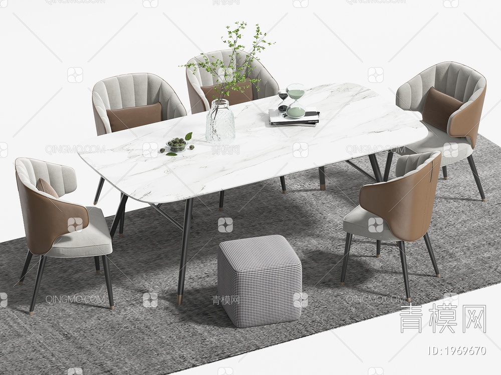 餐桌椅组合 餐椅 单椅 餐桌3D模型下载【ID:1969670】