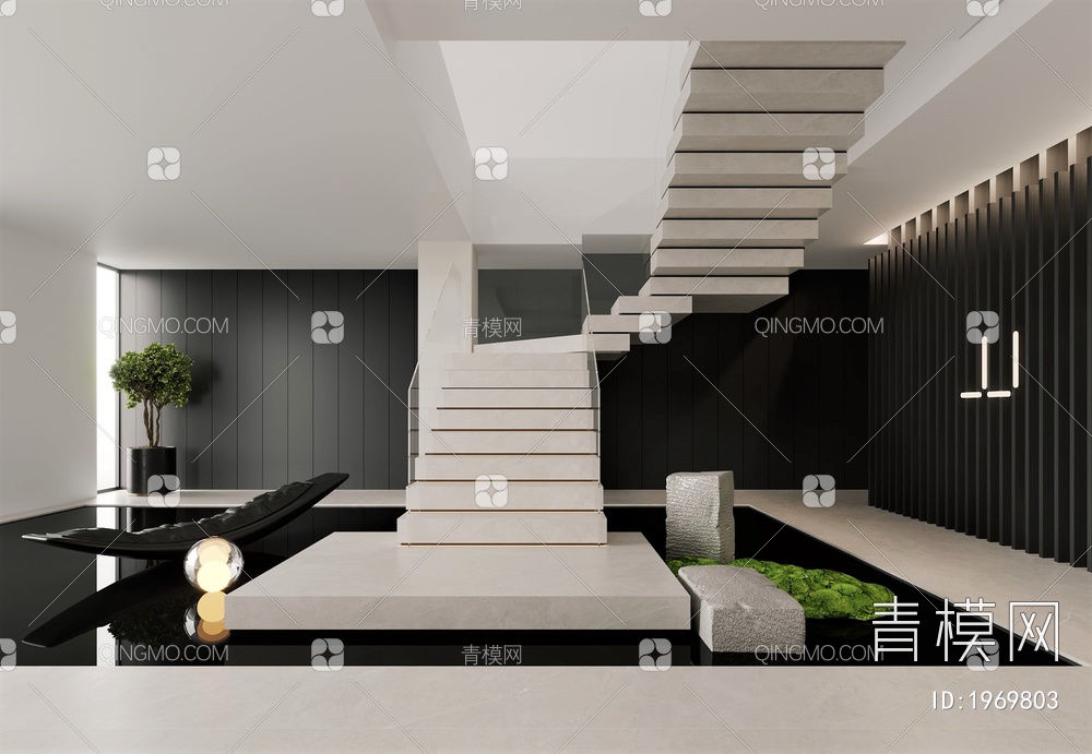 办公，水景，楼梯，楼梯厅3D模型下载【ID:1969803】