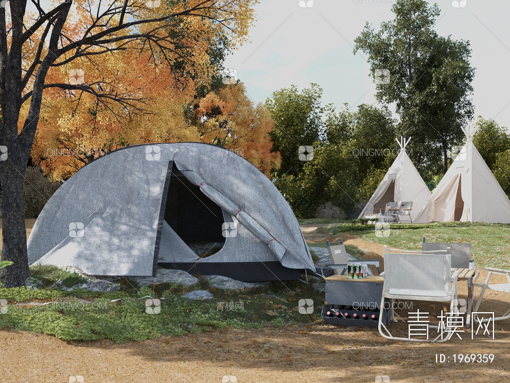 野外露营，帐篷，深林3D模型下载【ID:1969359】