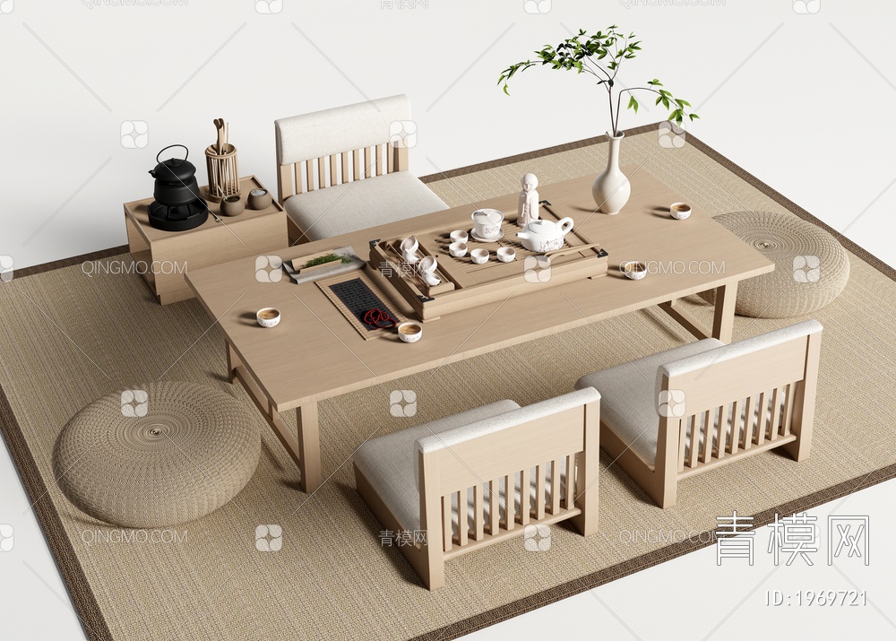 茶台 茶桌椅 茶具组合3D模型下载【ID:1969721】