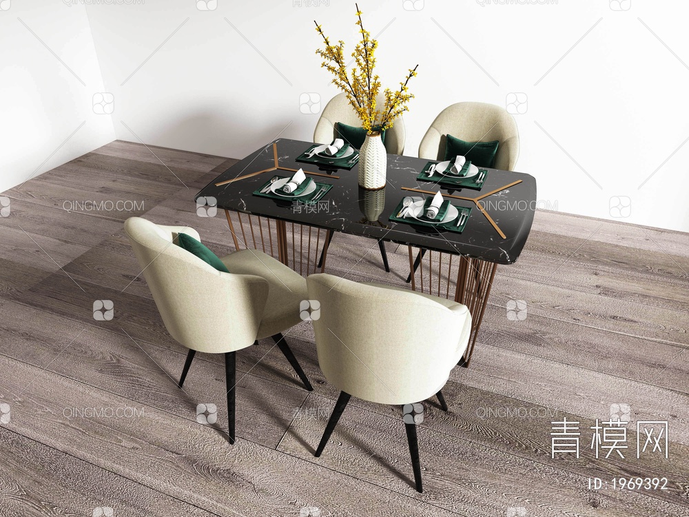 餐桌椅组合3D模型下载【ID:1969392】