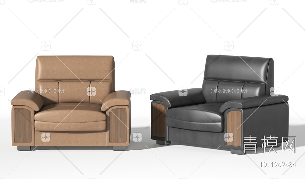 单人沙发，办公沙发，办公单人沙发，接待沙发3D模型下载【ID:1969484】