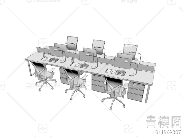 办公桌椅3D模型下载【ID:1969307】