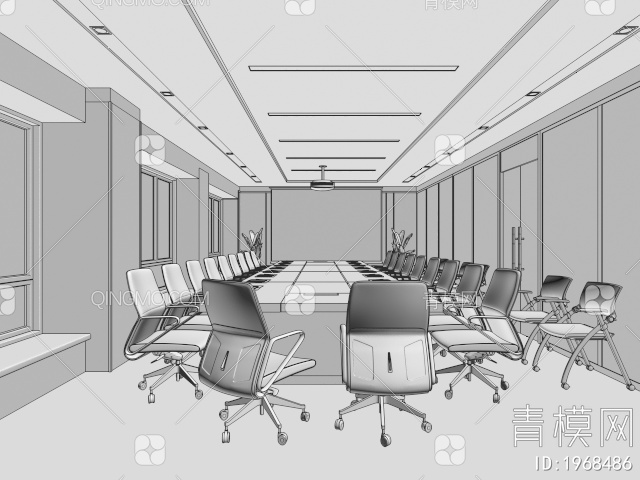 公共办公室，会议室，大会议室，报告厅，办公室，会议椅3D模型下载【ID:1968486】