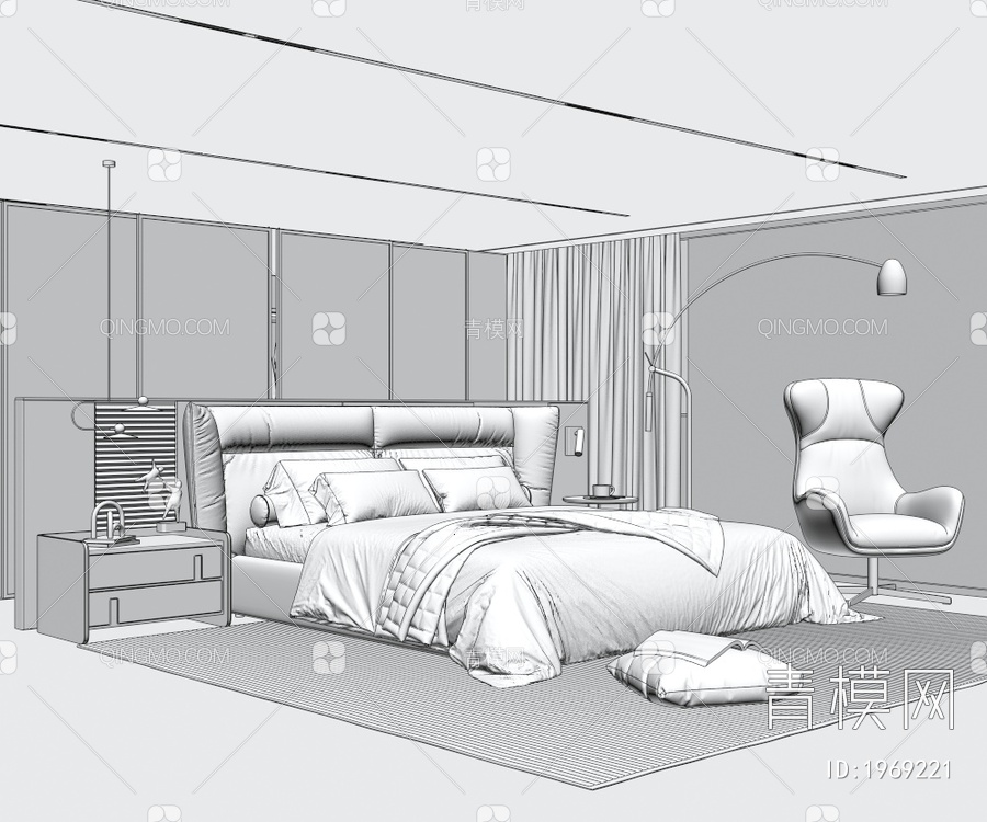 家居卧室3D模型下载【ID:1969221】