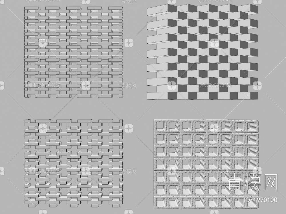 镂空砖墙隔断3D模型下载【ID:1970100】