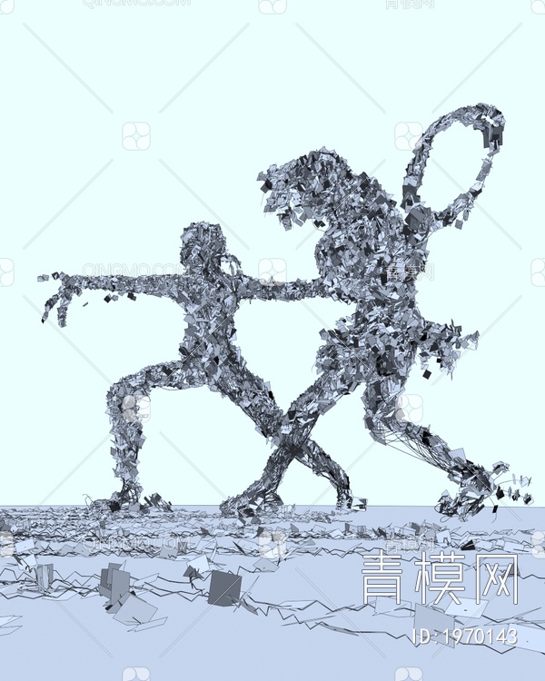 藤蔓运动人物雕塑3D模型下载【ID:1970143】