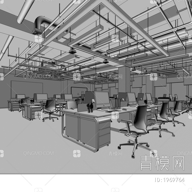 办公室3D模型下载【ID:1969764】