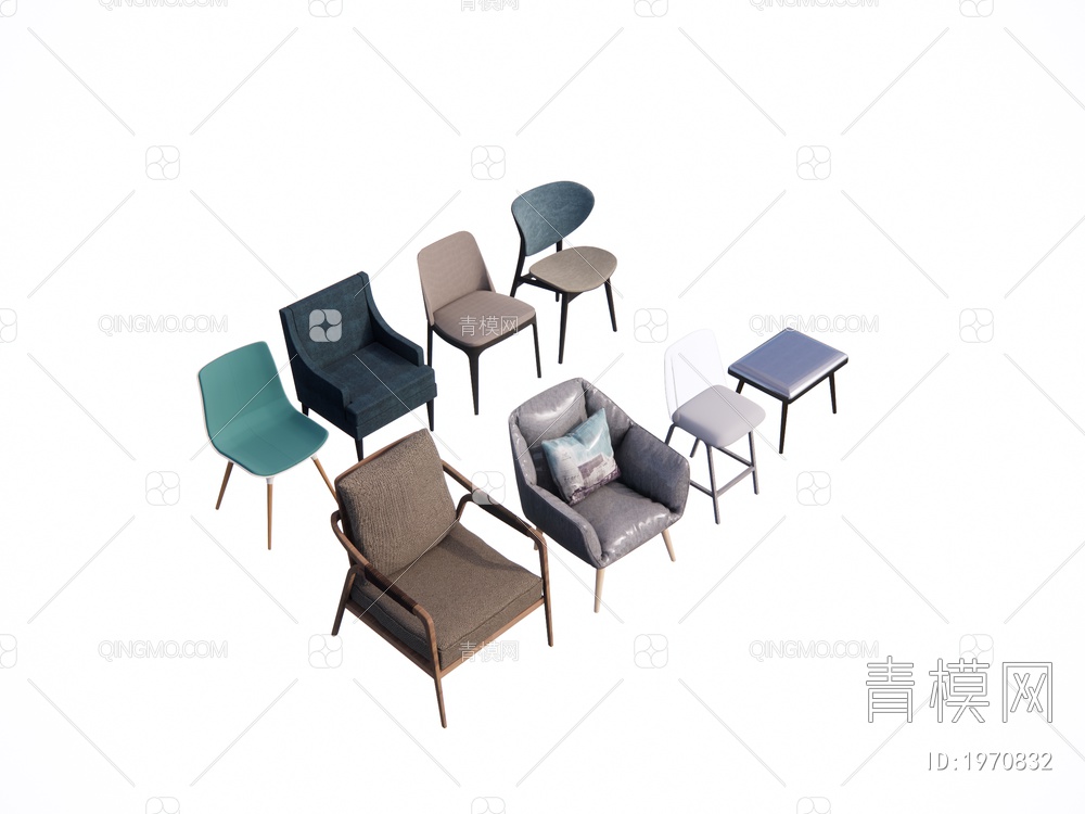 椅子组合SU模型下载【ID:1970832】