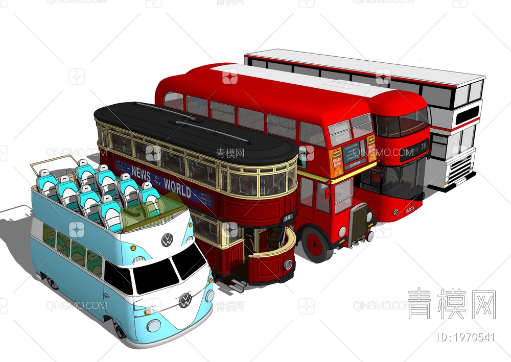 双层旅游巴士SU模型下载【ID:1970541】