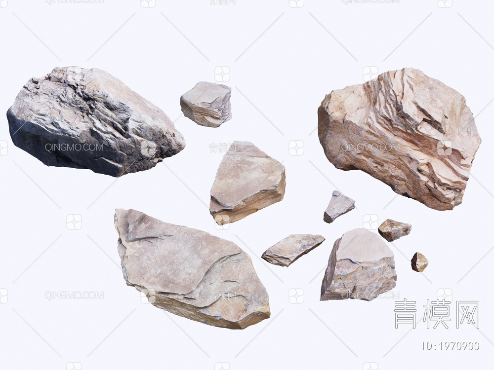 石头 景观石 岩石 石块SU模型下载【ID:1970900】