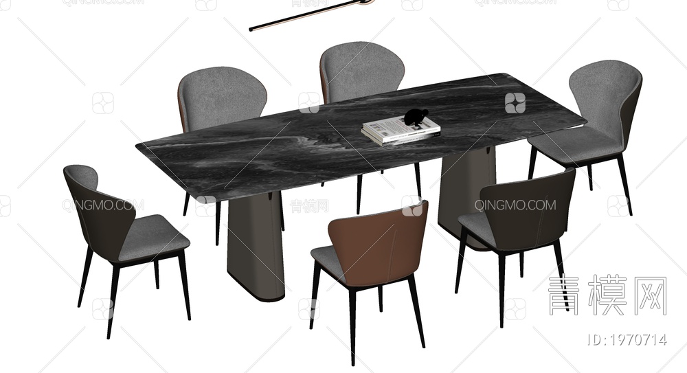 餐桌椅组合 餐椅 单椅 餐桌SU模型下载【ID:1970714】
