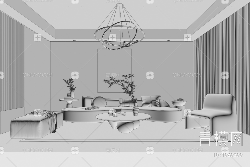 客厅餐厅 客餐厅3D模型下载【ID:1969599】