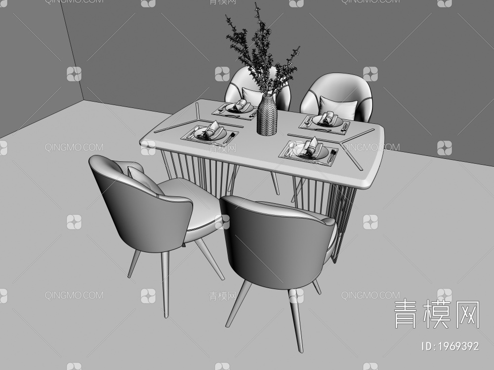 餐桌椅组合3D模型下载【ID:1969392】