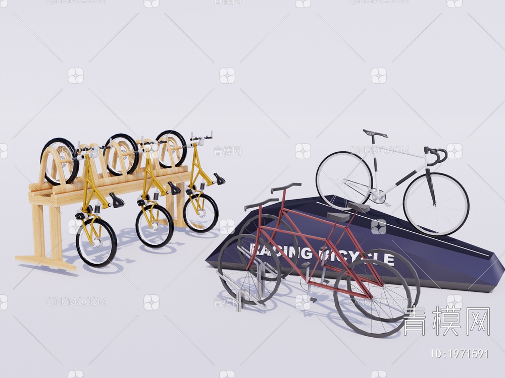 自行车架组合SU模型下载【ID:1971591】