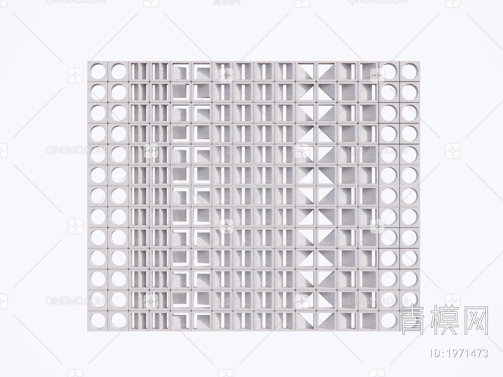 水泥砖镂空隔断SU模型下载【ID:1971473】