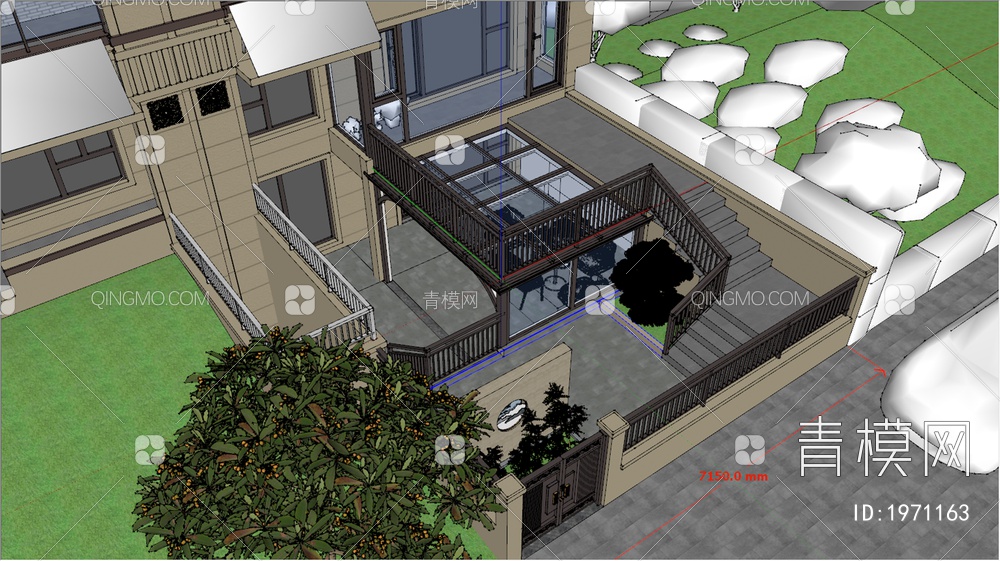 阳光房花园庭院3D模型下载【ID:1971163】