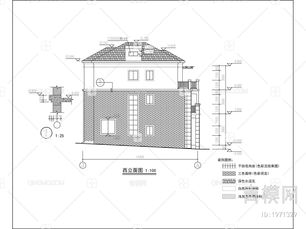 别墅全套图纸，平面图，立面图，建筑结构水电图纸【ID:1971329】