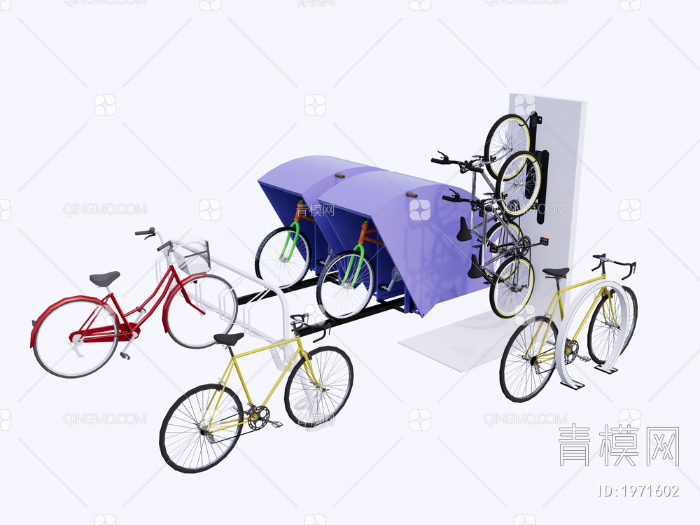 自行车架组合SU模型下载【ID:1971602】
