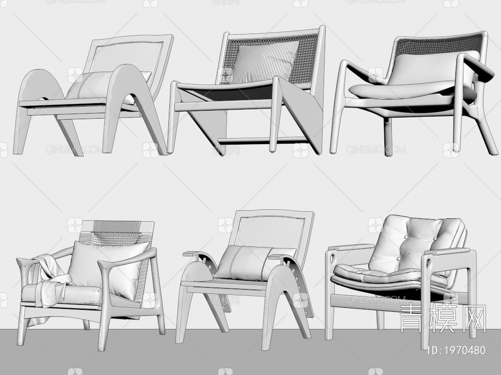 休闲椅组合3D模型下载【ID:1970480】