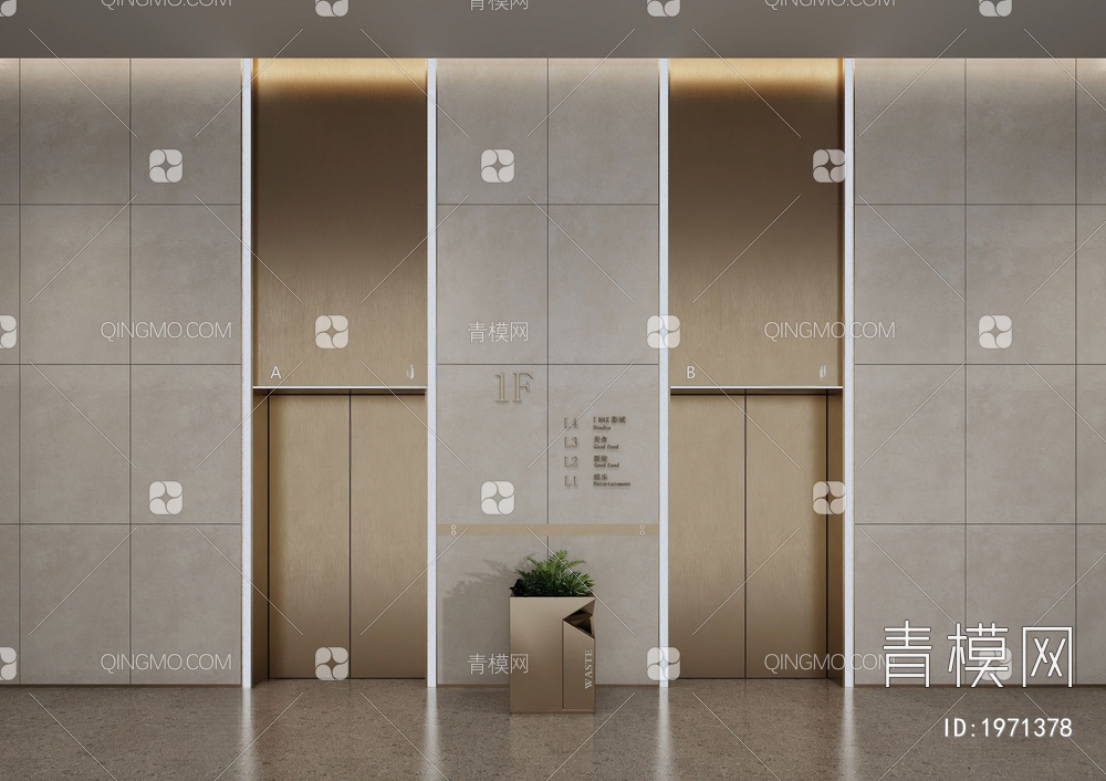 电梯间 电梯 电梯厅3D模型下载【ID:1971378】