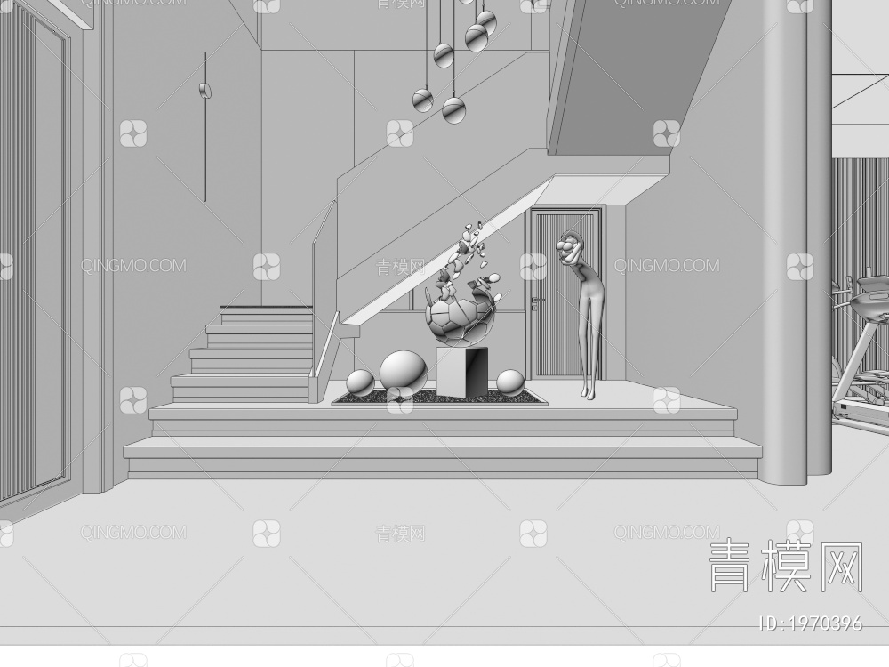 扶手楼梯3D模型下载【ID:1970396】