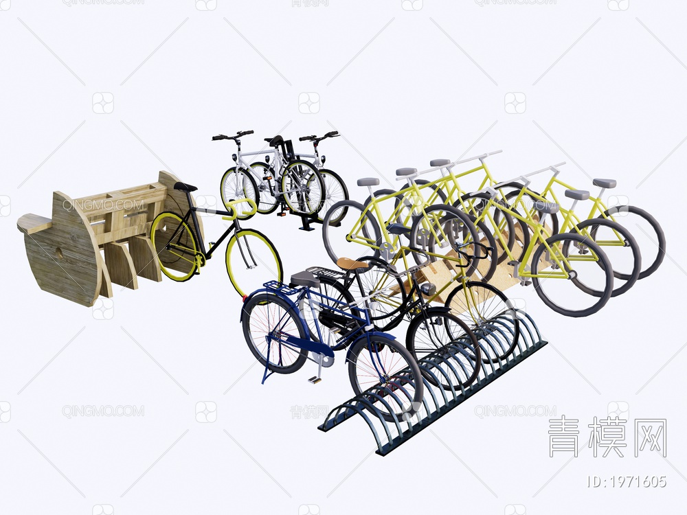 自行车架组合SU模型下载【ID:1971605】