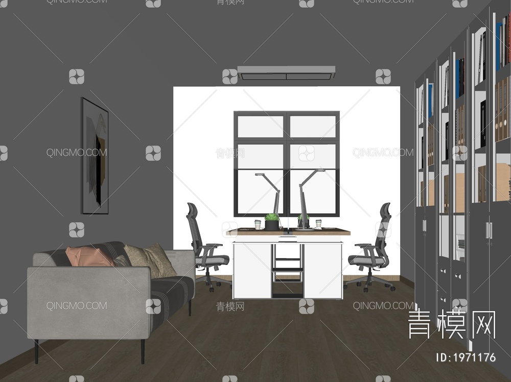 办公室 办公柜组合SU模型下载【ID:1971176】