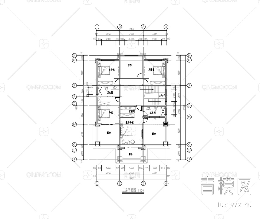 别墅CAD平立面方案图【ID:1972140】