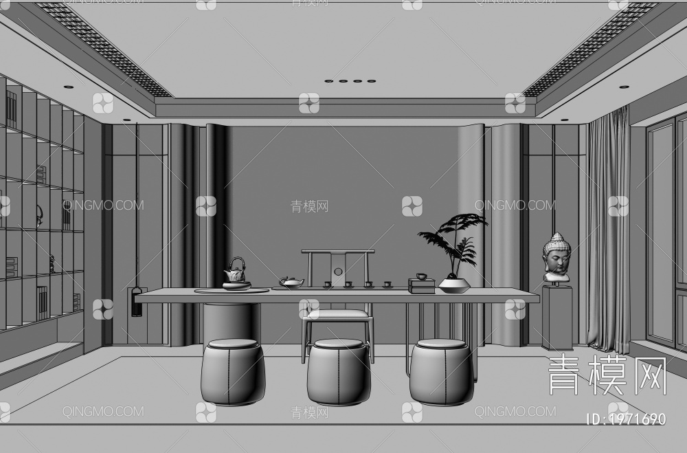 茶室，书房3D模型下载【ID:1971690】