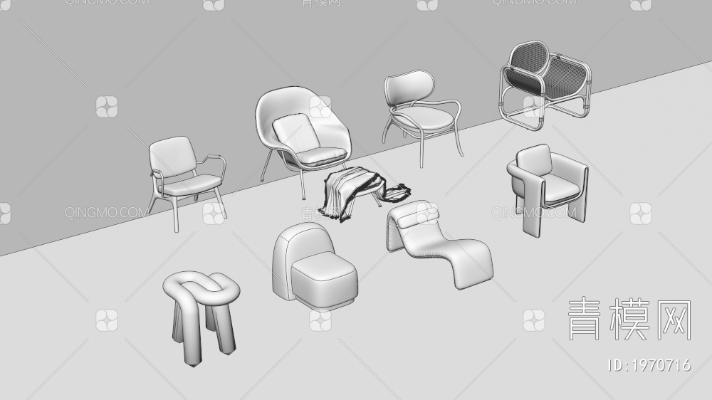 休闲椅组合3D模型下载【ID:1970716】