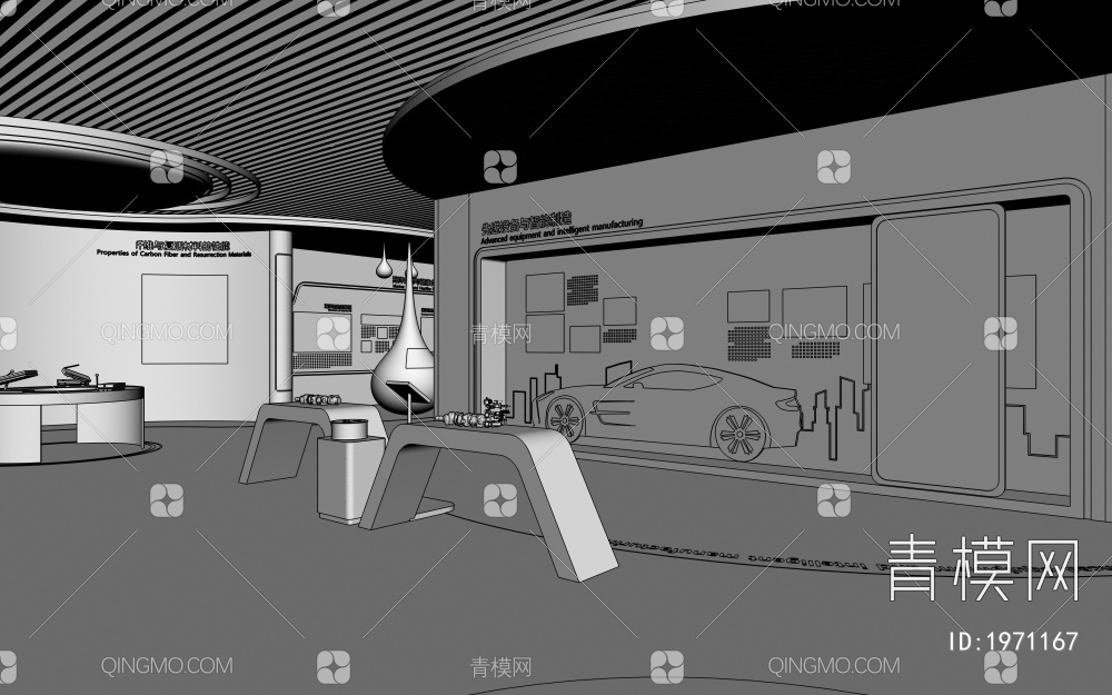 城市规划展厅 互动触摸一体机 滑轨魔屏 数字沙盘 全息投影 展示台3D模型下载【ID:1971167】