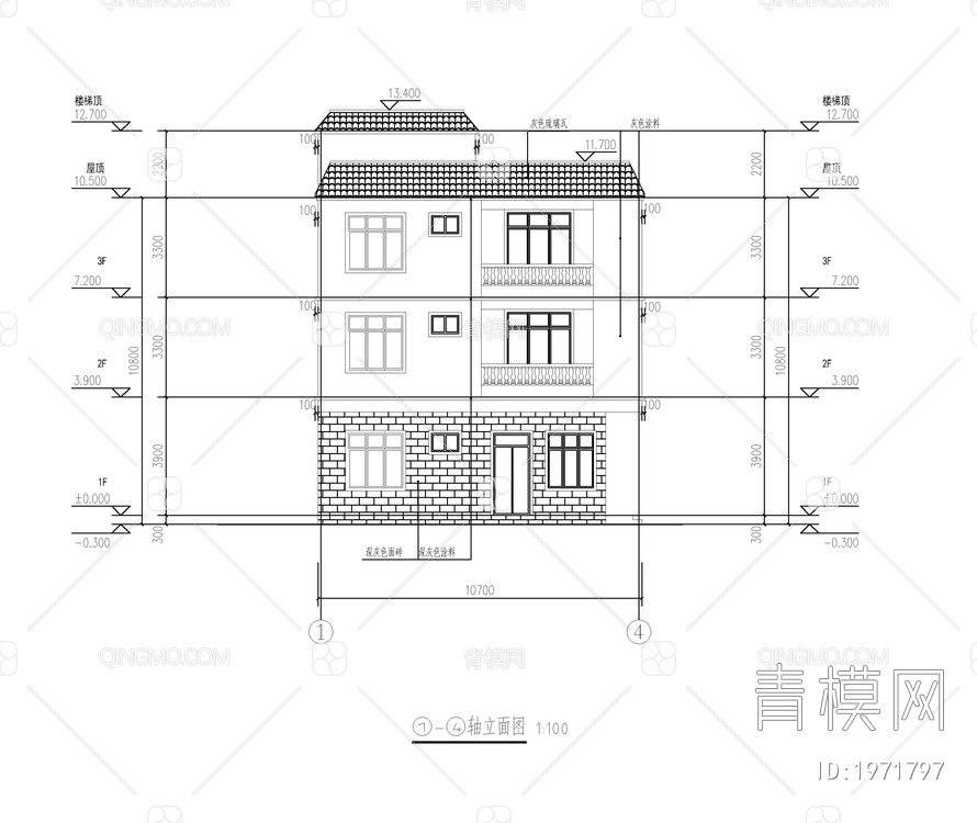 农村自建房平立面方案图【ID:1971797】