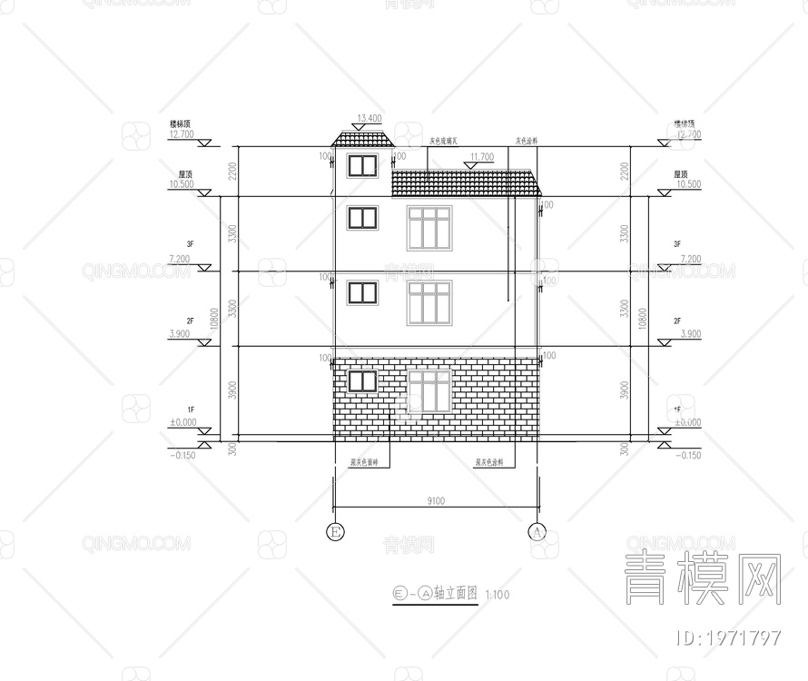 农村自建房平立面方案图【ID:1971797】