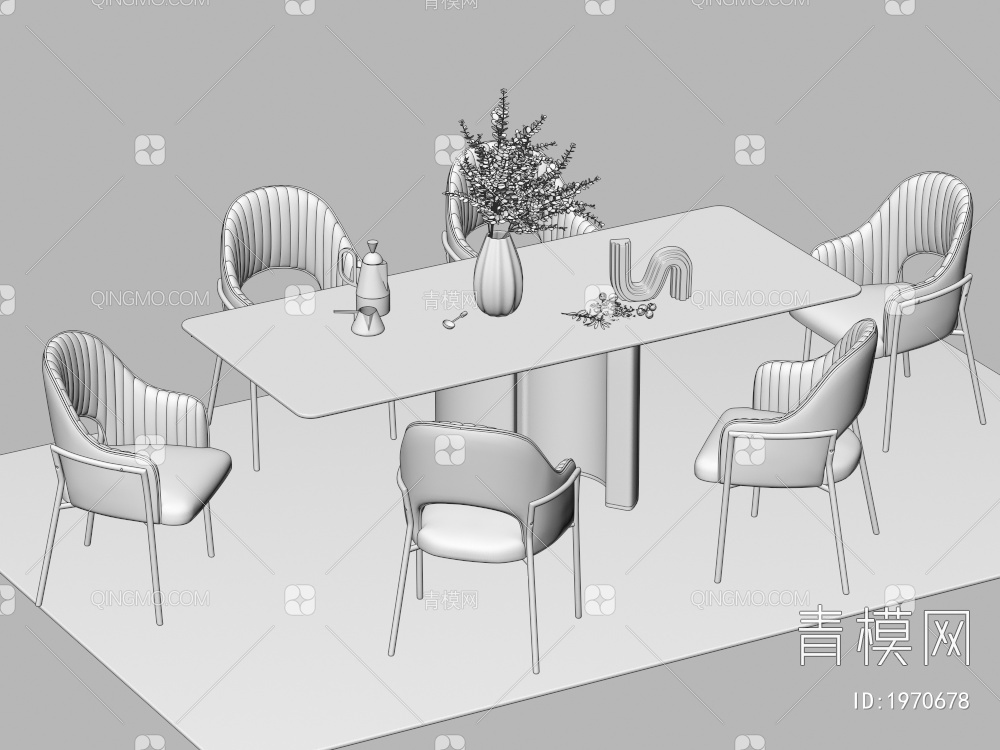 餐桌椅组合 餐椅 单椅 餐桌3D模型下载【ID:1970678】