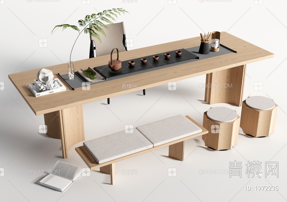 茶桌椅 茶台 茶具组合3D模型下载【ID:1972235】