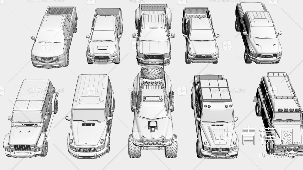 10款皮卡车和越野车合集3D模型下载【ID:1971767】