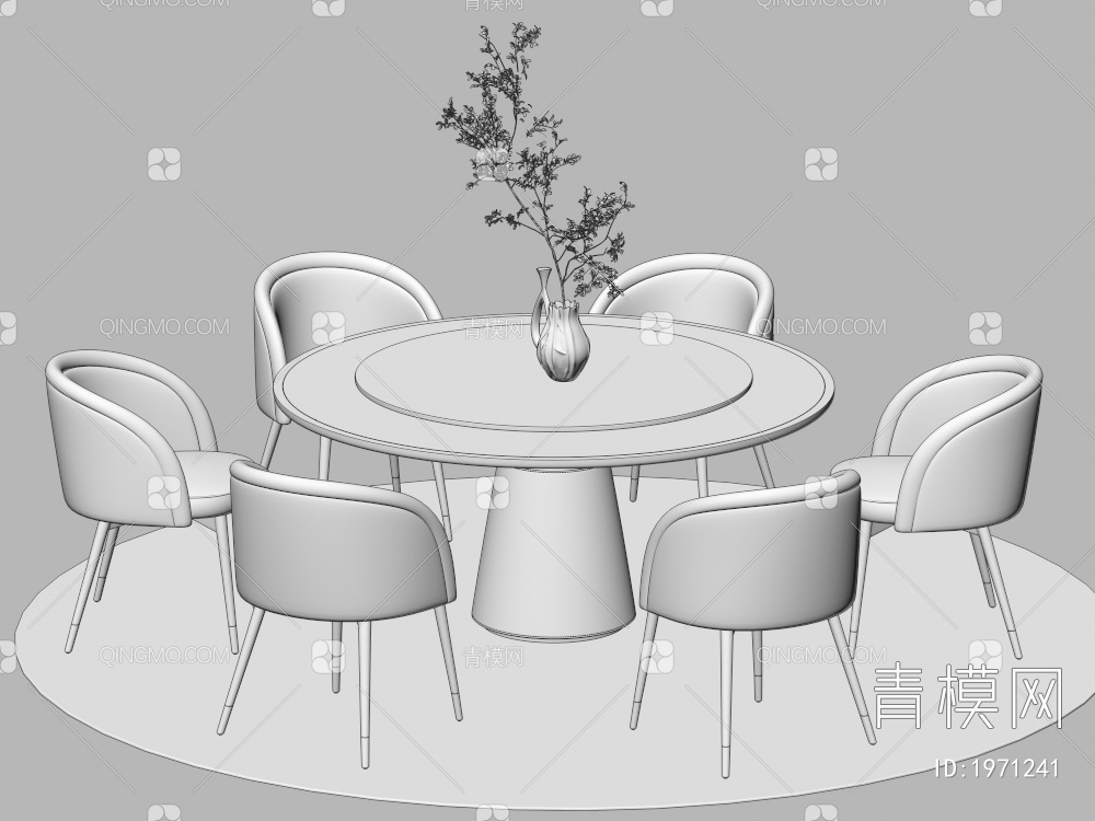 餐桌椅组合 餐椅 单椅 餐桌3D模型下载【ID:1971241】