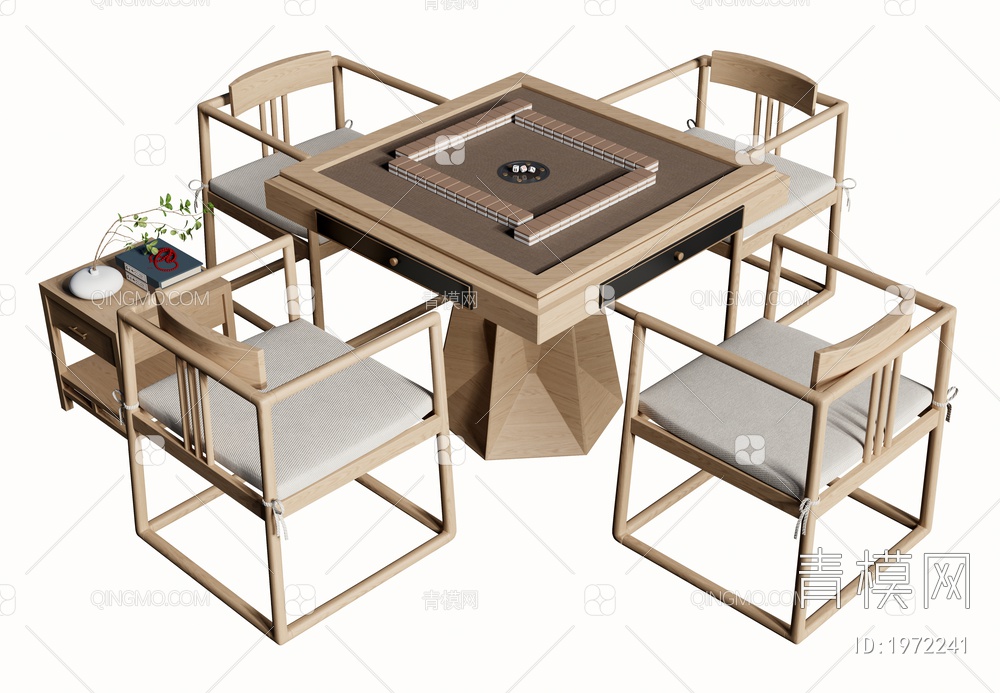 棋牌桌 麻将桌 休闲桌椅3D模型下载【ID:1972241】