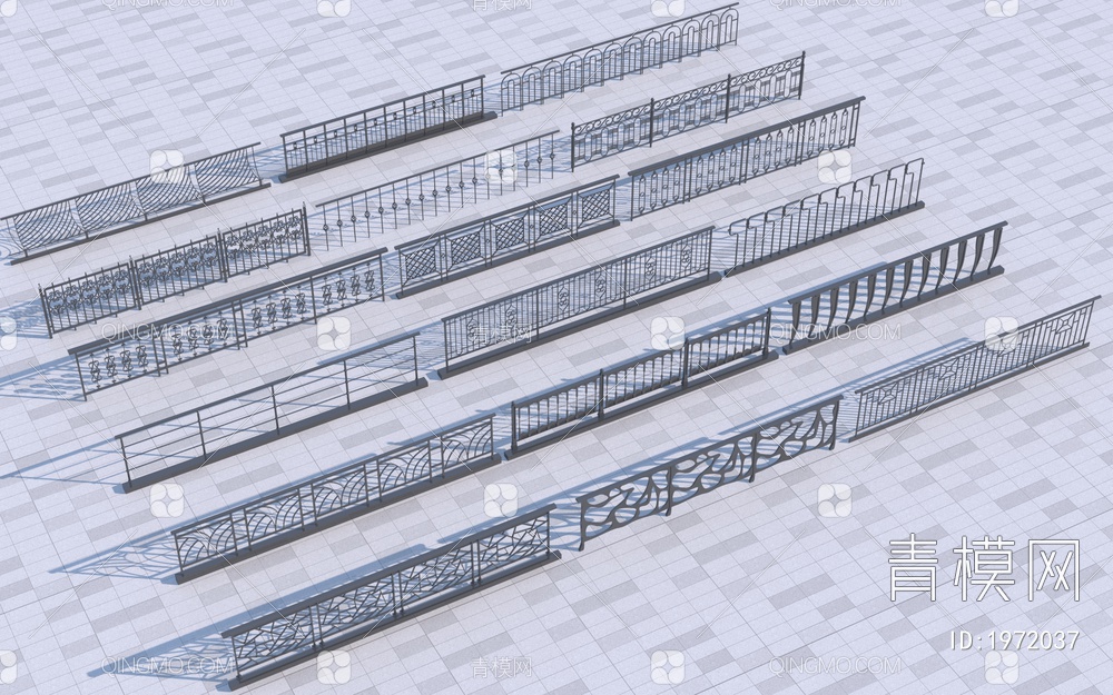 铁艺围栏 栏杆3D模型下载【ID:1972037】