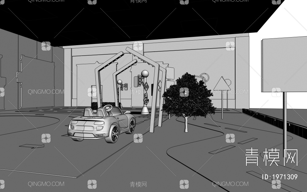 儿童娱乐区 卡通车 卡通场景3D模型下载【ID:1971309】