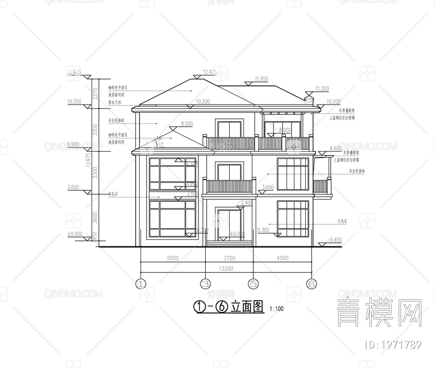 别墅CAD全套图纸，平面图，立面图，建筑水电结构图纸【ID:1971789】