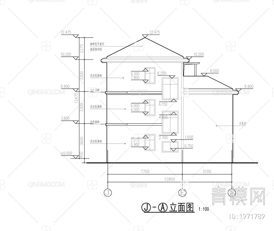 别墅CAD全套图纸，平面图，立面图，建筑水电结构图纸【ID:1971789】