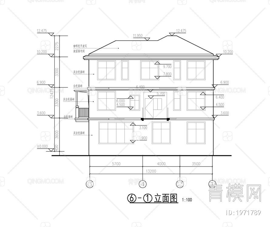 别墅CAD全套图纸，平面图，立面图，建筑水电结构图纸【ID:1971789】