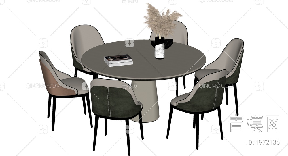 餐桌椅组合SU模型下载【ID:1972136】