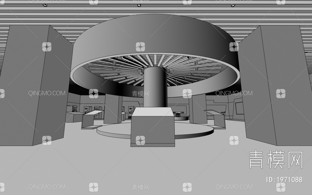 科技展厅 互动触摸一体机 产品设备 LED拼接屏3D模型下载【ID:1971088】