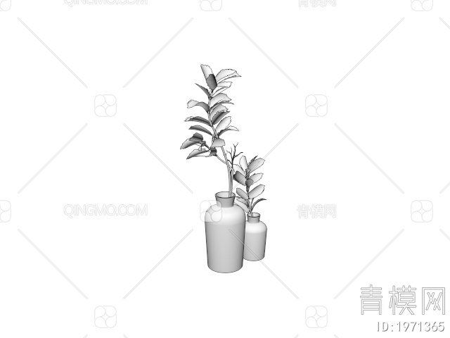 干枝花束 花瓶 盆栽 玻璃瓶 植物3D模型下载【ID:1971365】