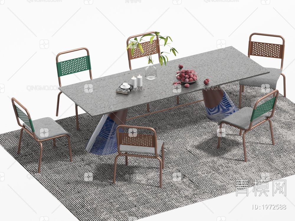 餐桌椅组合SU模型下载【ID:1972588】